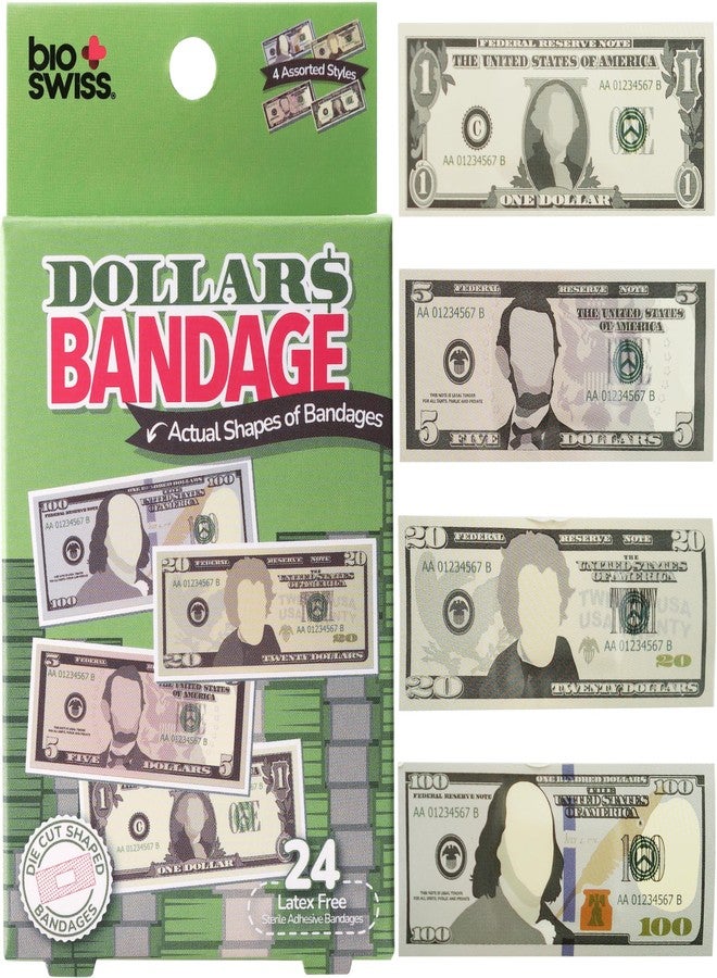 BioSwiss Bandages, Money Shaped Self Adhesive Bandage Set, Latex Free, Sterile Wound Care, 24 Count - Image 1